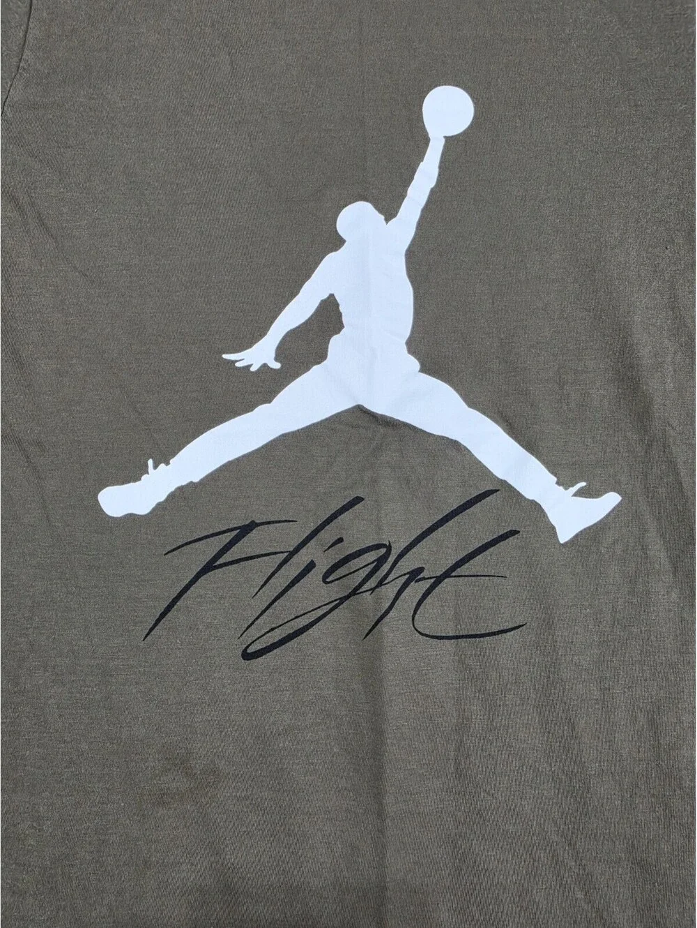 Jordan Flight Jumpman Graphic Logo Green Crew Neck Short Sleeve Cotton Tee L